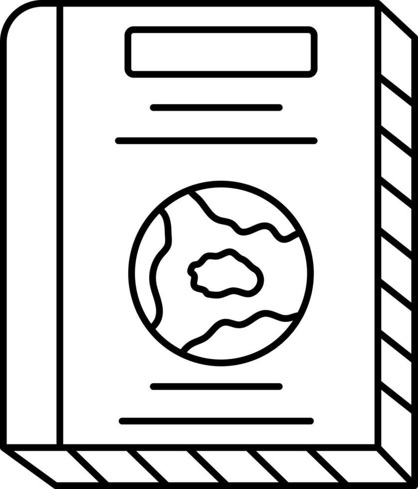 Atlas Book Icon In Black Line Art. vector