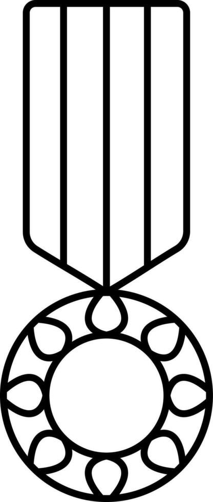 Medal Icon In Black Line Art. vector