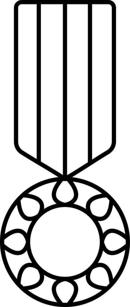 Medal Icon In Black Line Art. vector