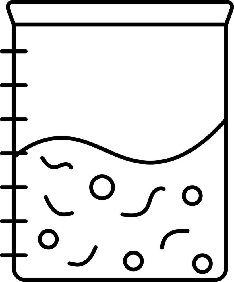 Beaker Icon In Black Line Art. vector