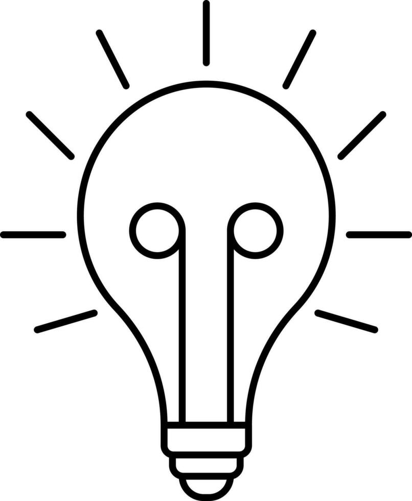 Light Bulb Icon In Black Line Art. vector