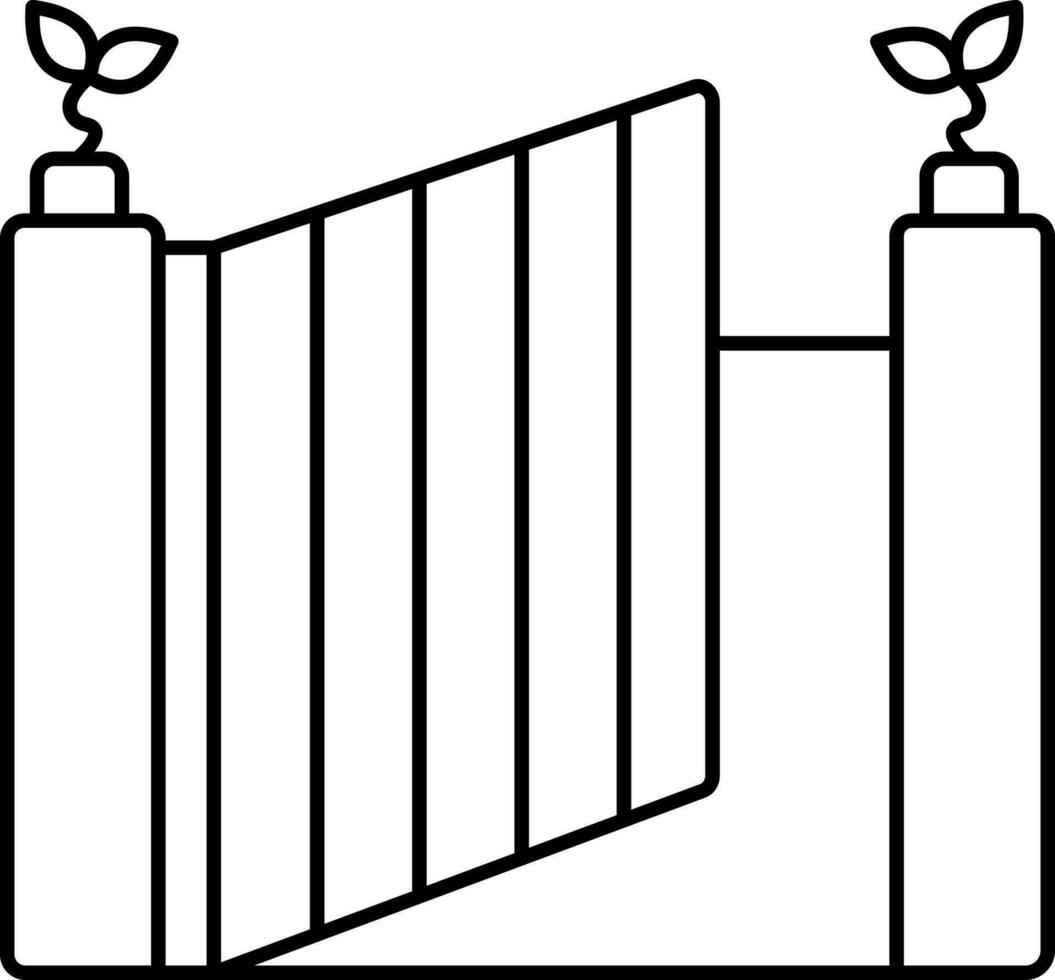 Entrance Gate Icon In Black Outline. vector