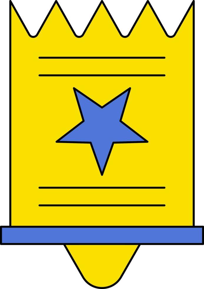 Illustration Of Certificate Icon In Blue And Yellow Color. vector