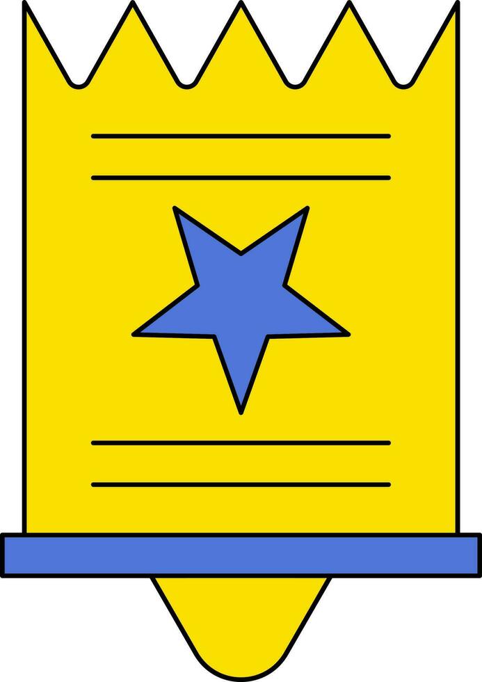 Illustration Of Certificate Icon In Blue And Yellow Color. vector