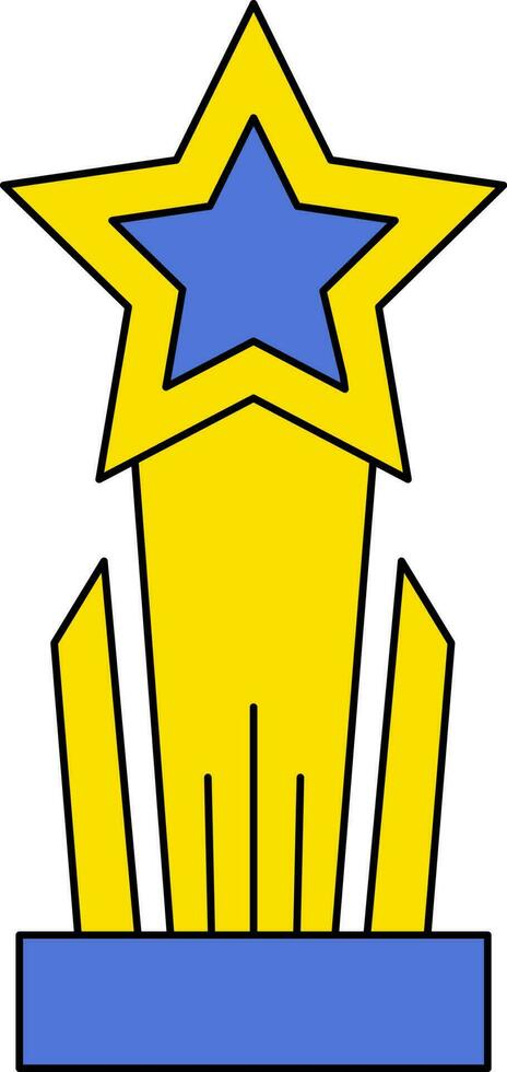 Blue And Yellow Star Shaped Trophy Icon. vector