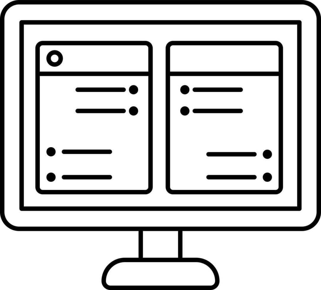 Online Group Chatting From Desktop Icon. vector