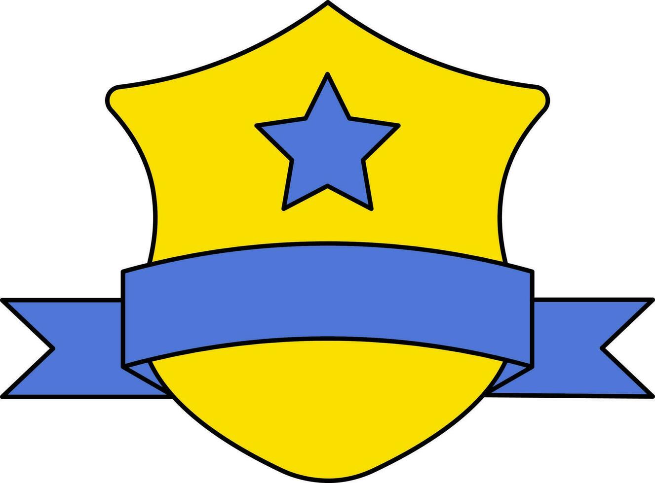 Illustration Of Award Shield Icon In Blue And Yellow Color. vector
