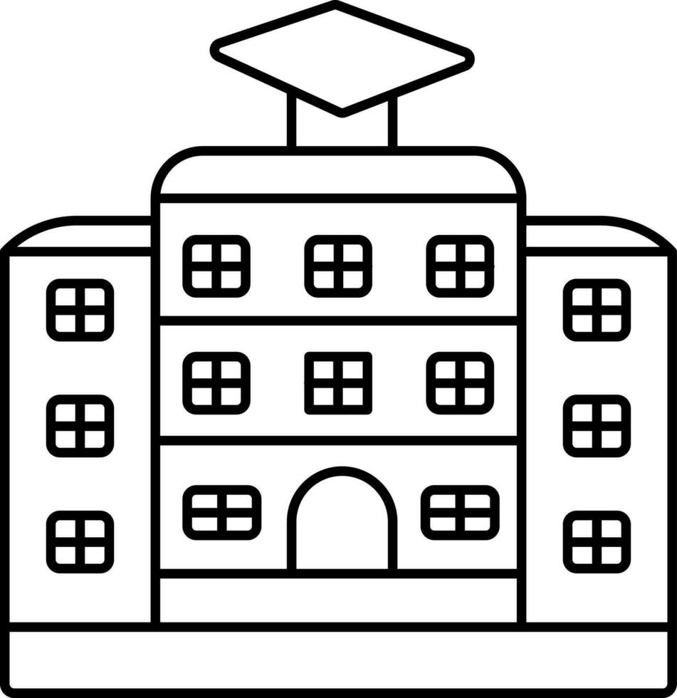 University Or College Building Icon In Black Line Art. vector