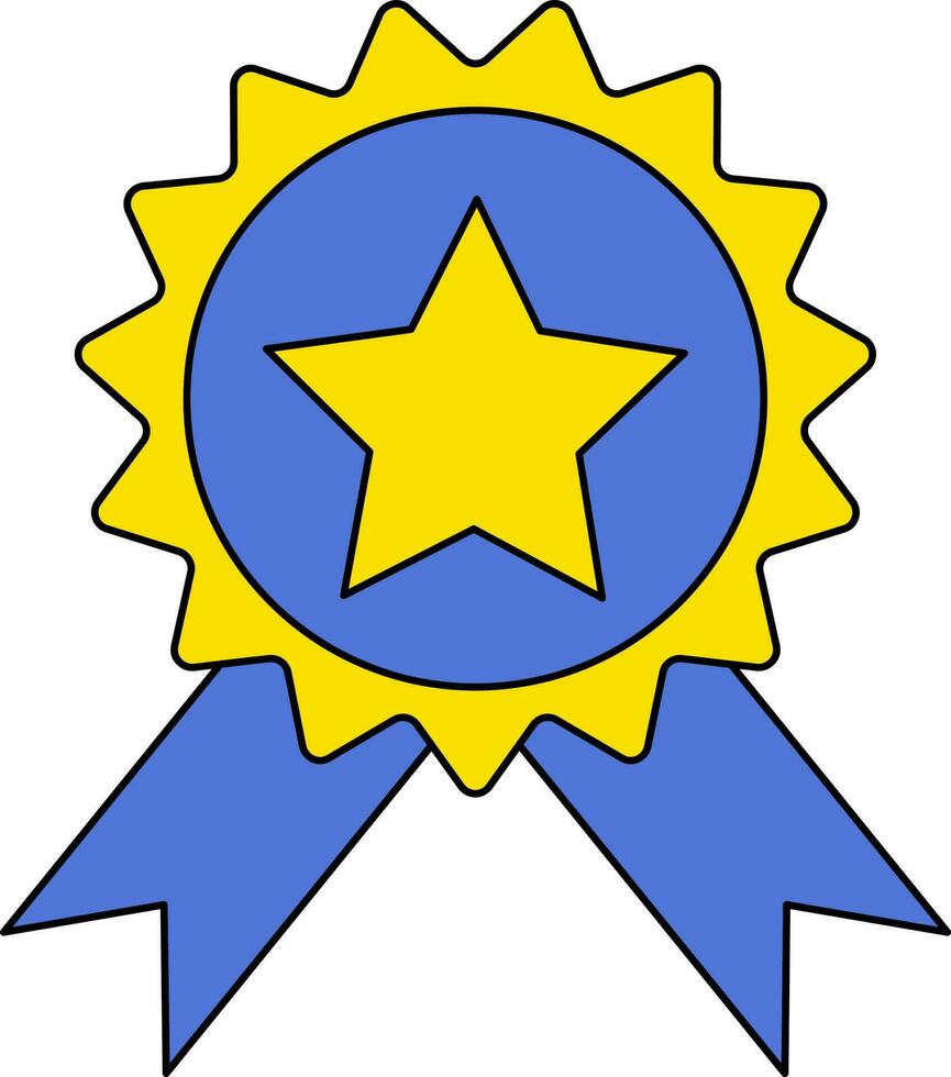 Blue And Yellow Badge Icon Or Symbol. vector