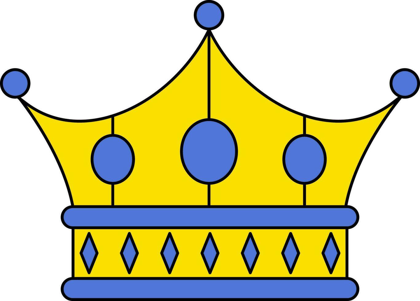 Illustration Of Crown Icon In Blue And Yellow Color. vector
