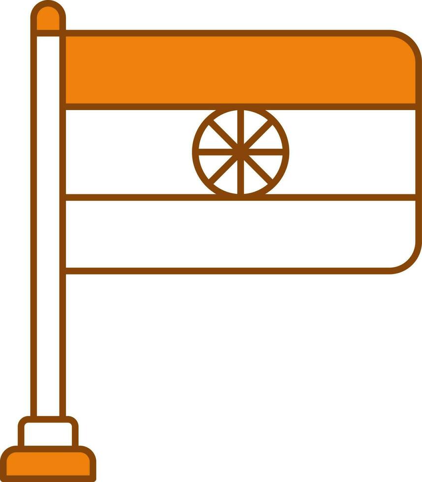 India bandera icono en naranja y blanco color. vector