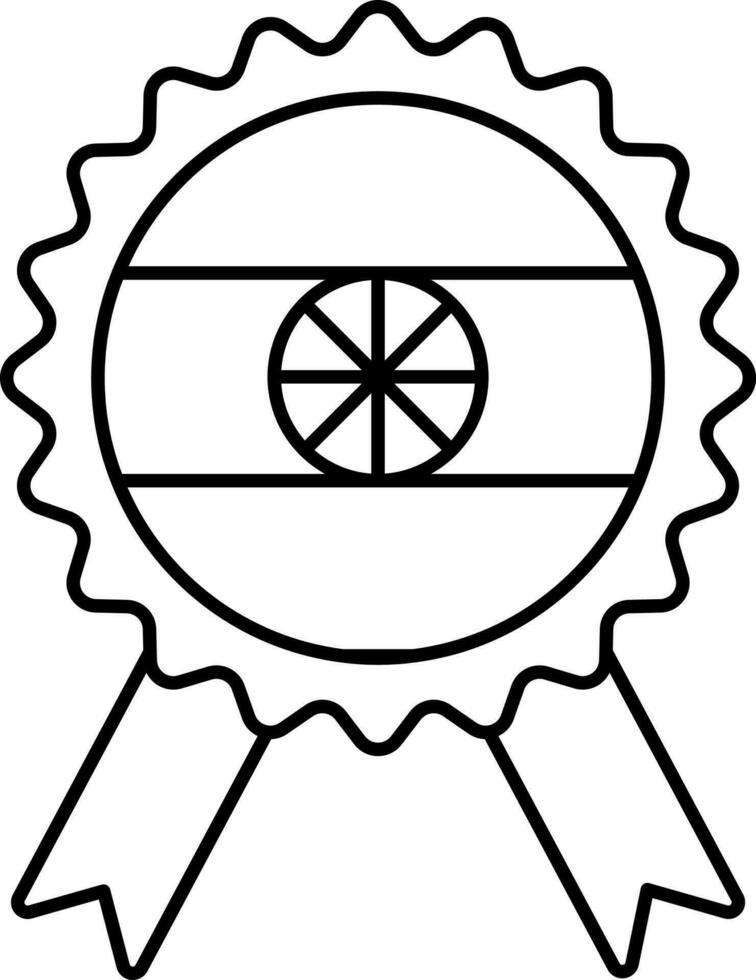 Indian Flag Badge Icon In Black Outline. vector