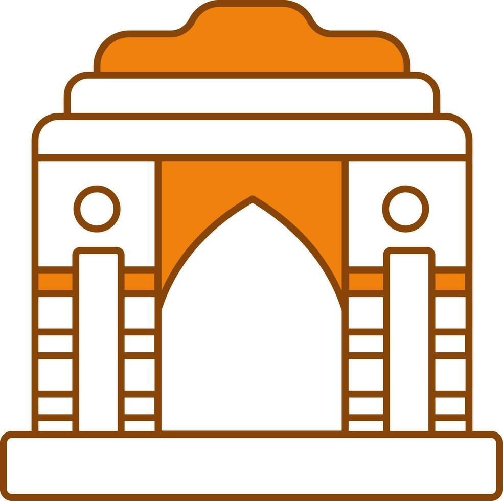 India Gate Icon In Orange And White Color. vector