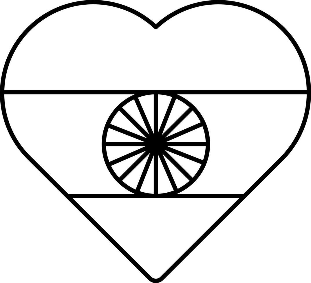 Indian Flag Heart Icon In Flat Style. vector