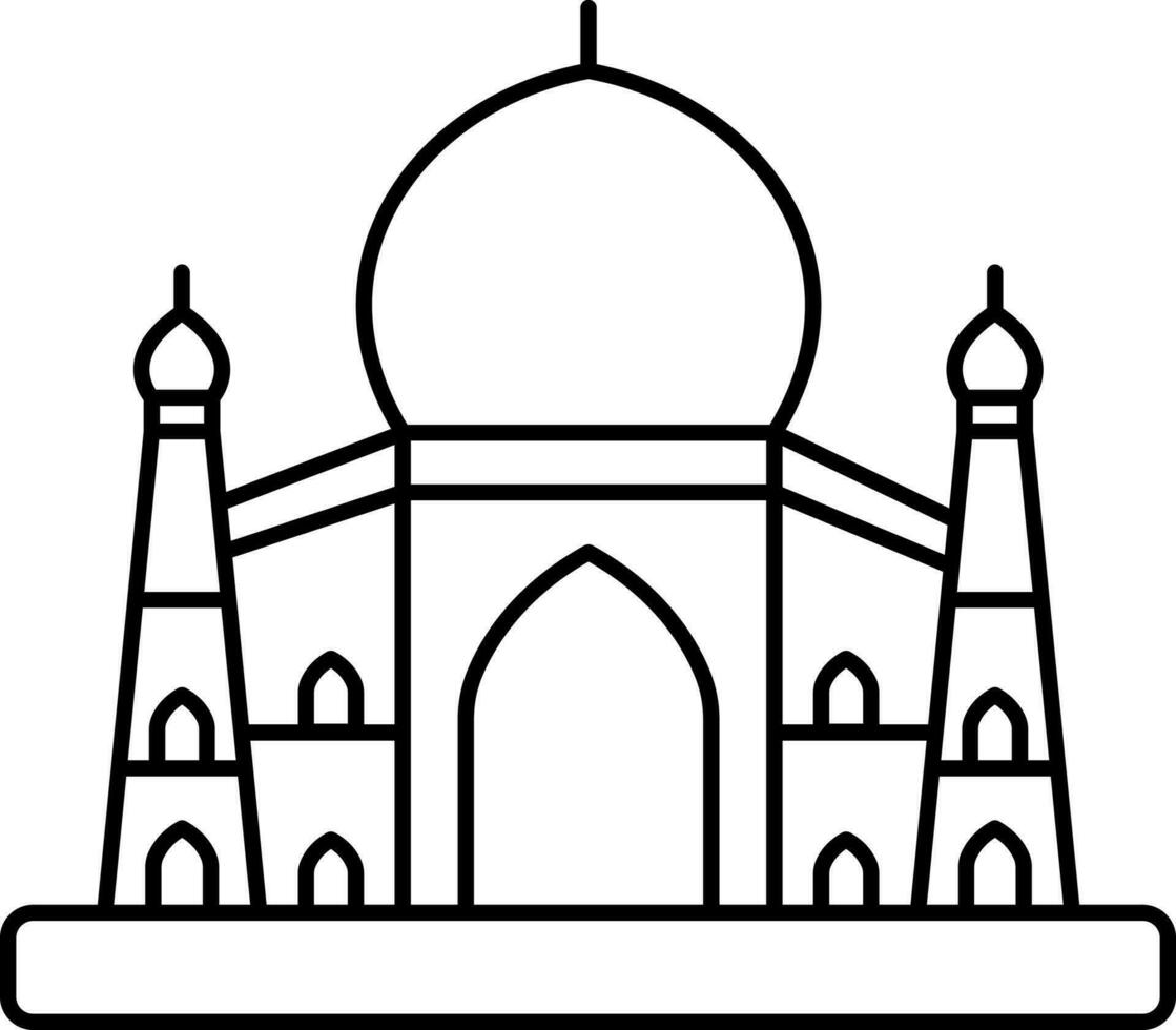 Taj Mahal Icon In Flat Style. vector