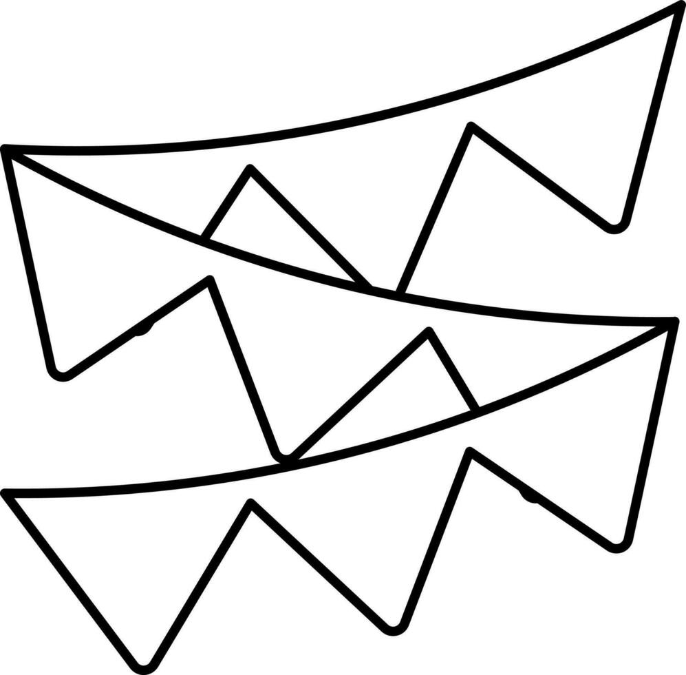 Bunting Flag Icon In Black Line Art. vector