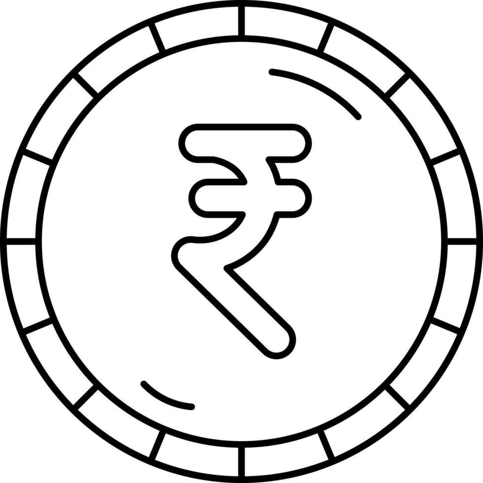 Indian Rupee Coin Icon In Line Art. vector