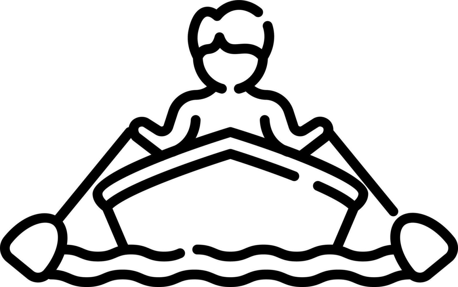 Rafting Or Kayak Icon In Black Line Art. vector