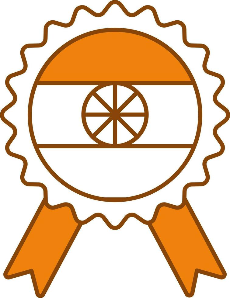 Indian Flag Badge Icon In Orange And White Color. vector