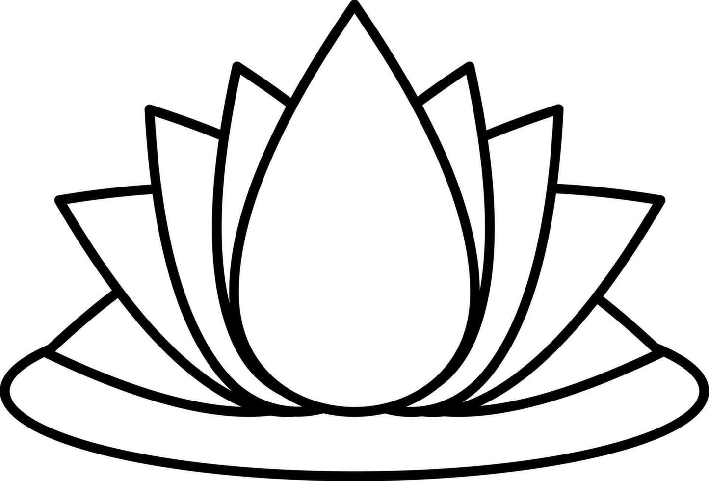 Lotus Icon In Black Outline. vector