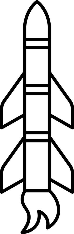 Missile Icon In Black Line Art. vector