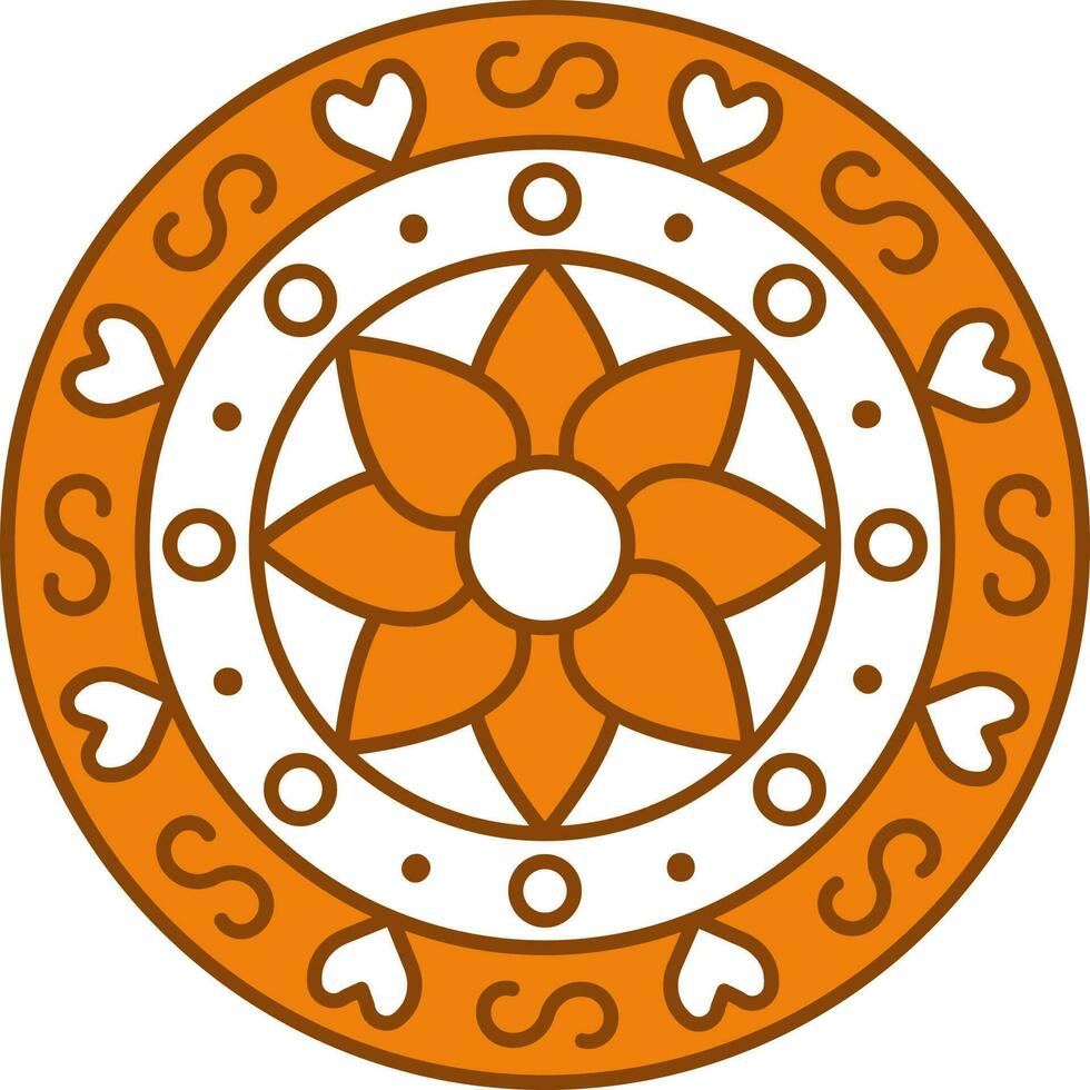 Mandala Or Rangoli Icon In Flat Style. vector