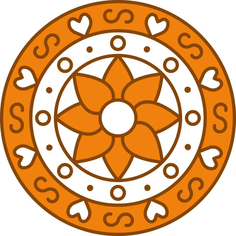 mandala o rangoli icono en plano estilo. vector