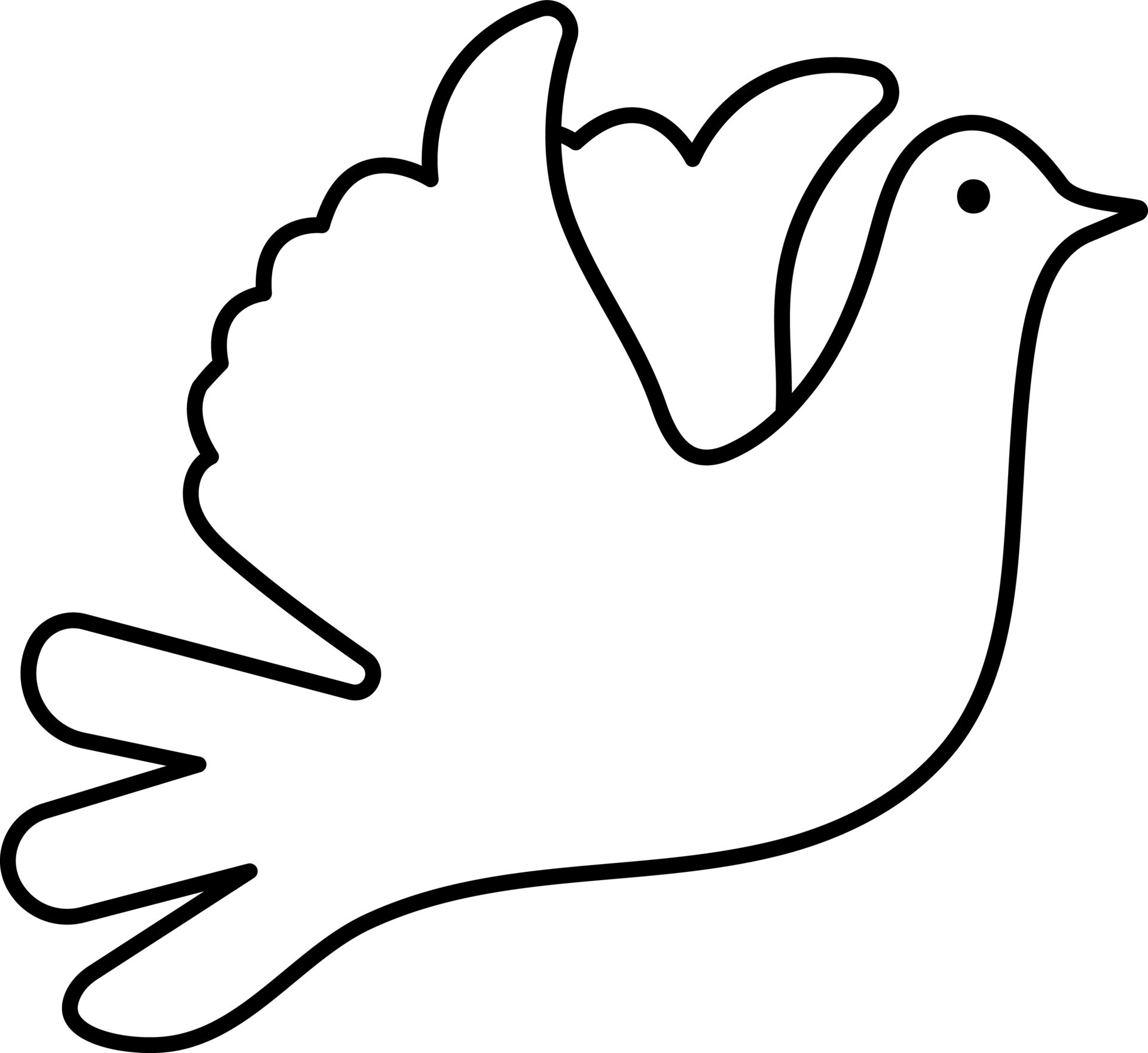 Flying Bird Icon In Black Outline. 24193781 Vector Art at Vecteezy