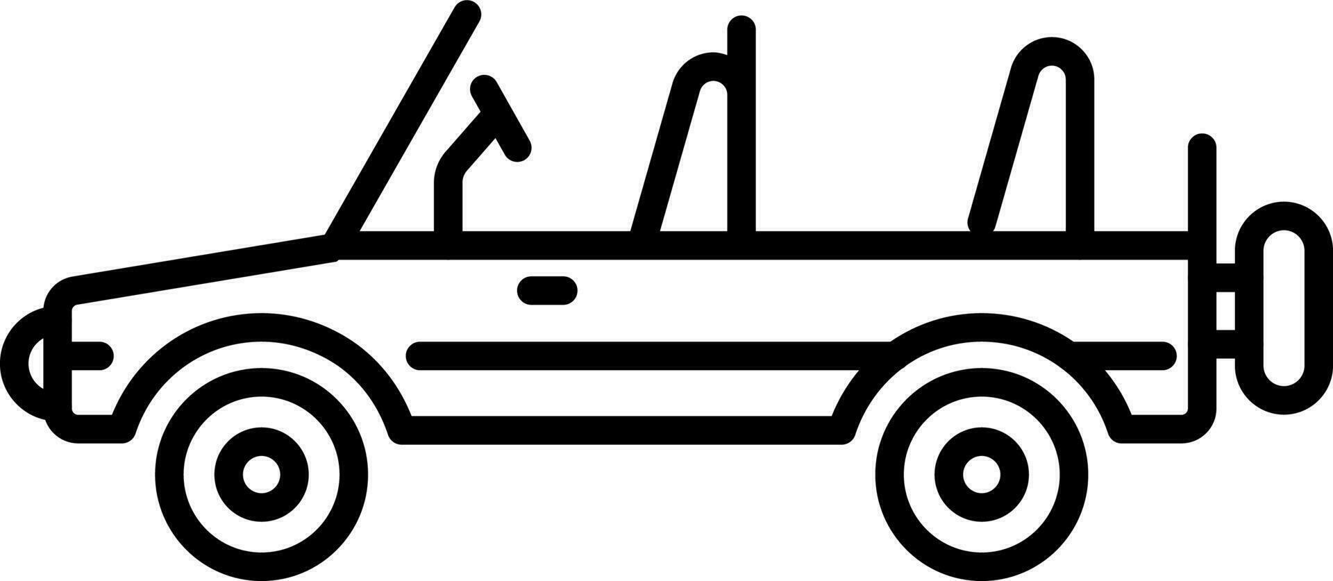 Black Line Art Jeep Icon in Flat Style. vector