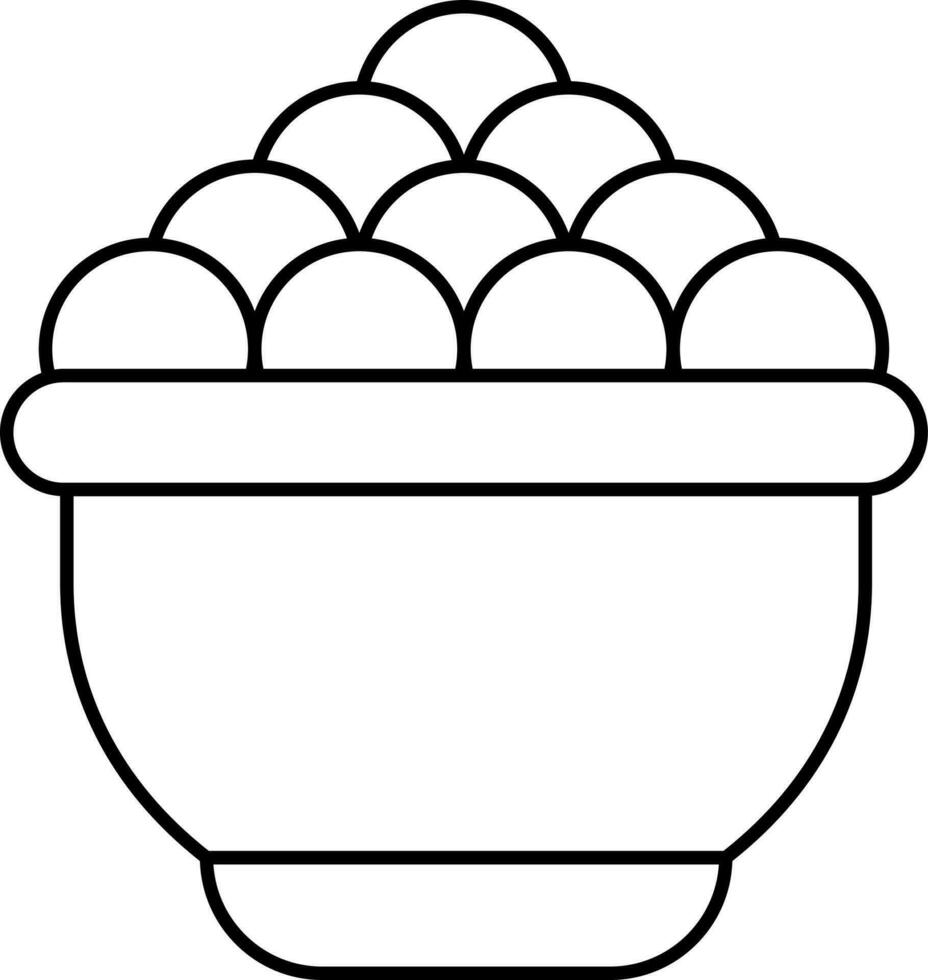 Linear Style Laddu In Bowl Icon. vector