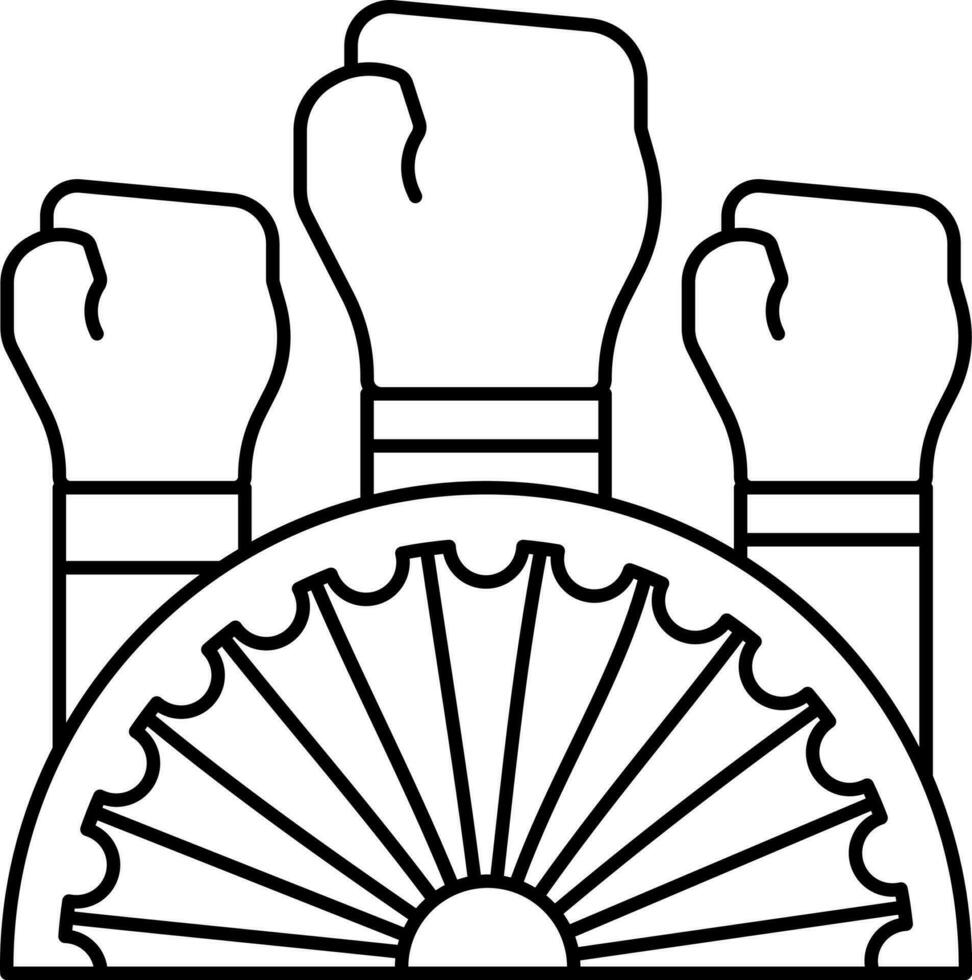 Fist Hands With Ashoka Wheel Icon In Flat Style. vector