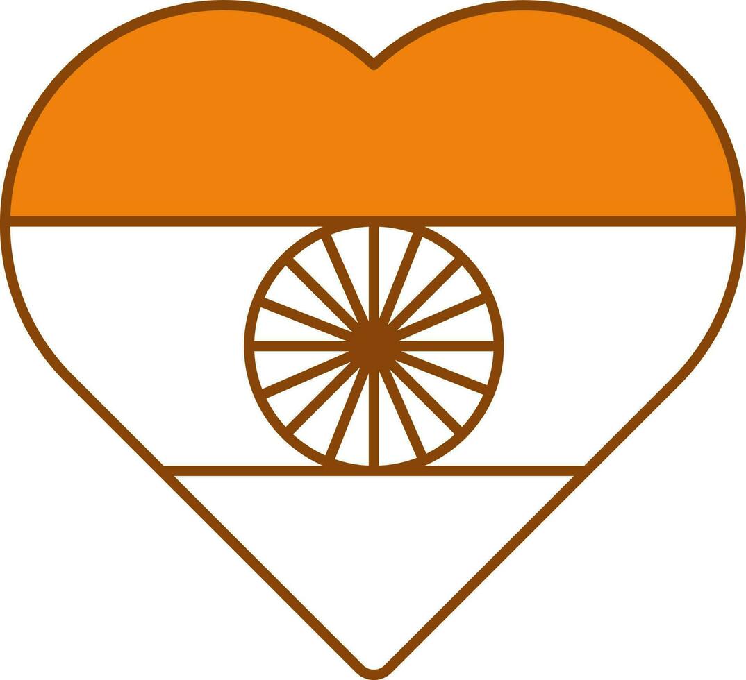 Indian Flag Heart Icon In Flat Style. vector