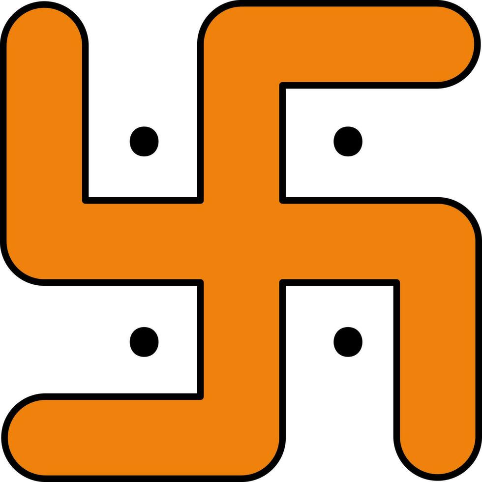 Swastik Icon In Orange Color. vector