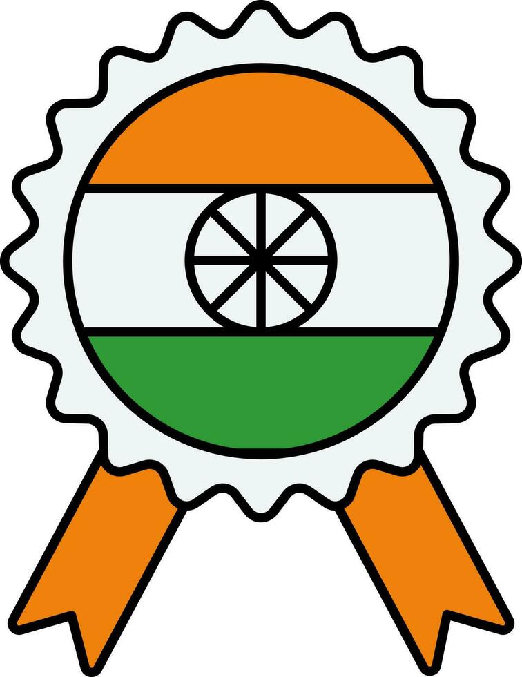 Indian Flag Badge Icon In Flat Style. vector