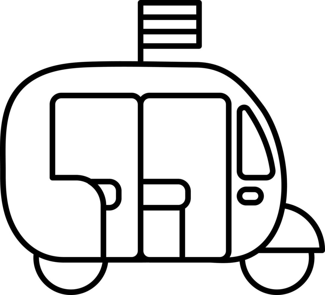 Auto Rickshaw Icon In Black Line Art. vector