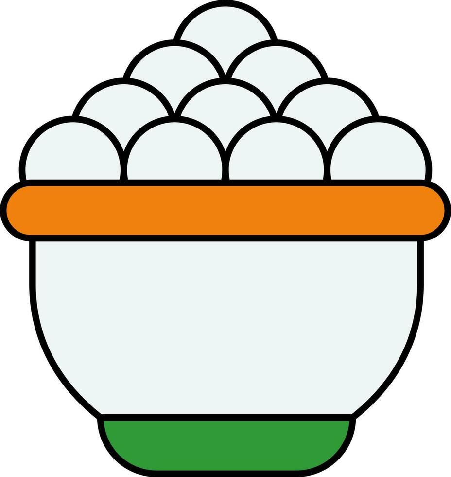 plano estilo laddu cuenco icono o símbolo. vector