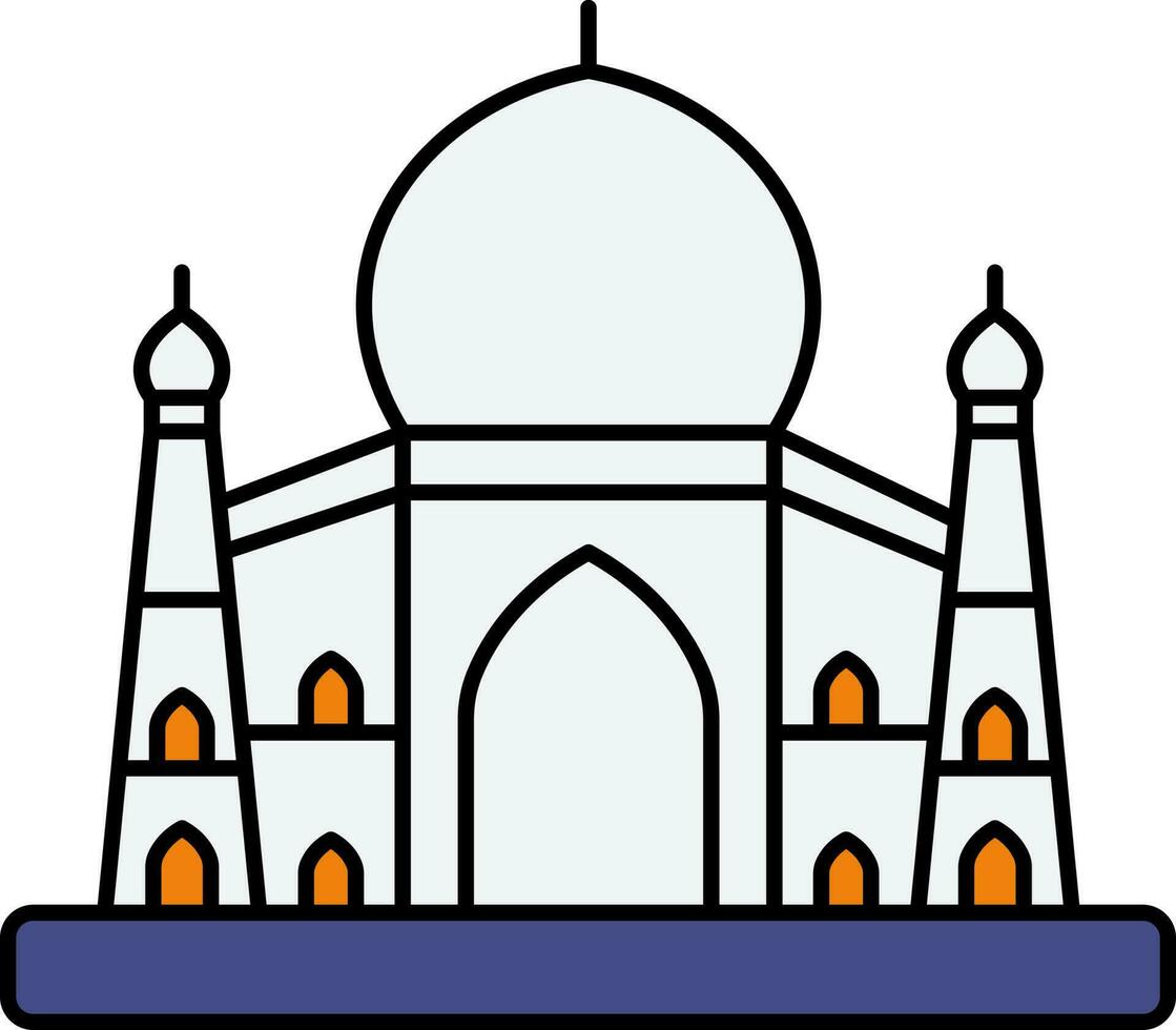 Taj Mahal Icon In Flat Style. vector