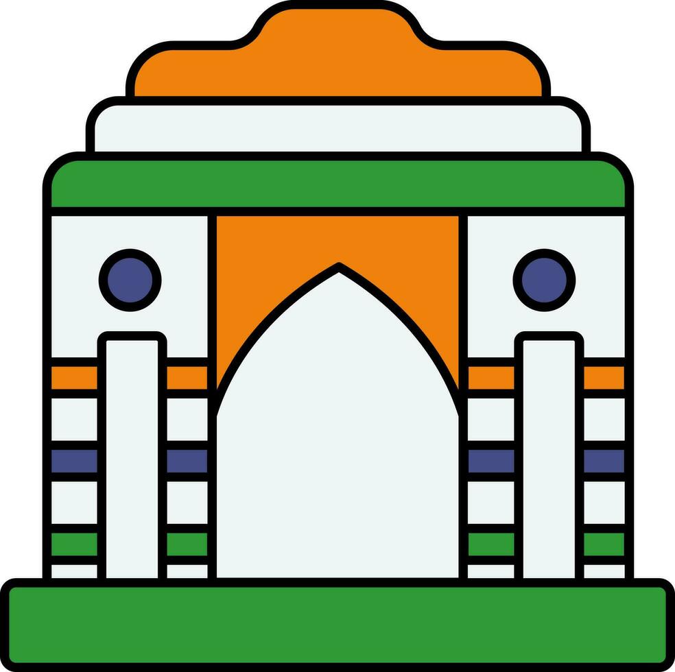 vistoso India portón icono en plano estilo. vector