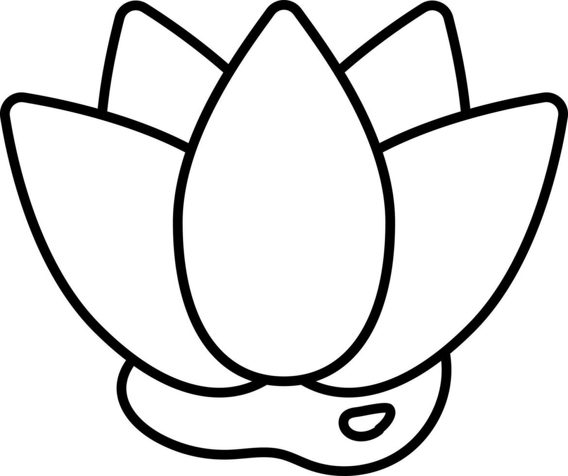 Lotus Icon In Black Line Art. vector