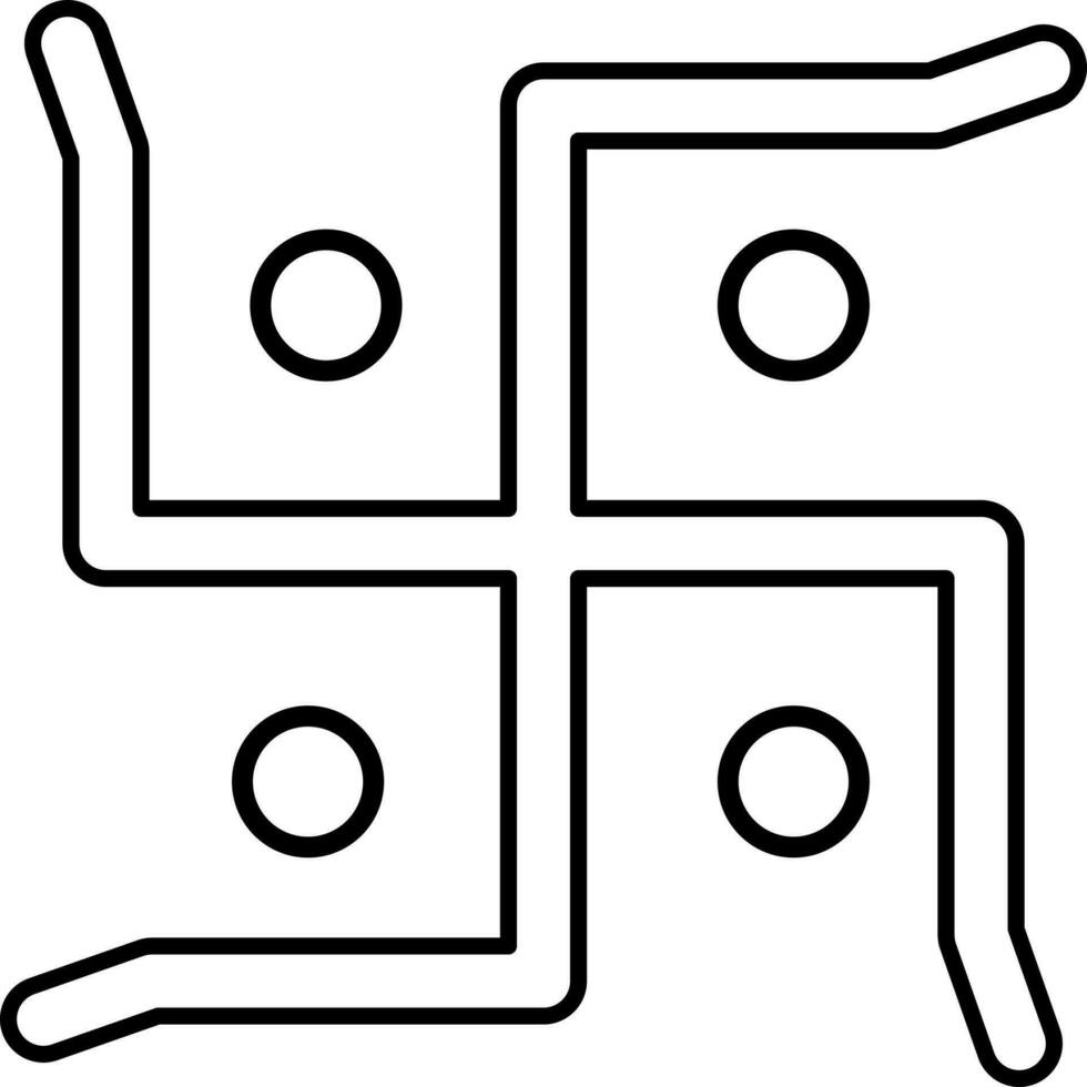 Swastik Icon In Black Line Art. vector