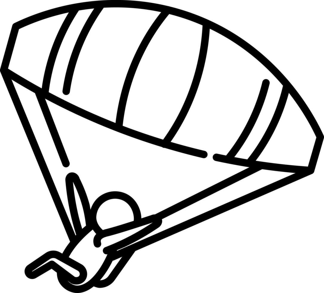 Human Skydiving Or Parachuting Icon in Black Line Art. vector