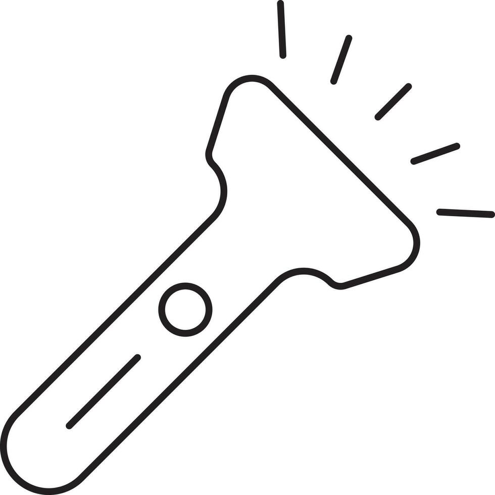 Flashlight Icon In Black Line Art. vector