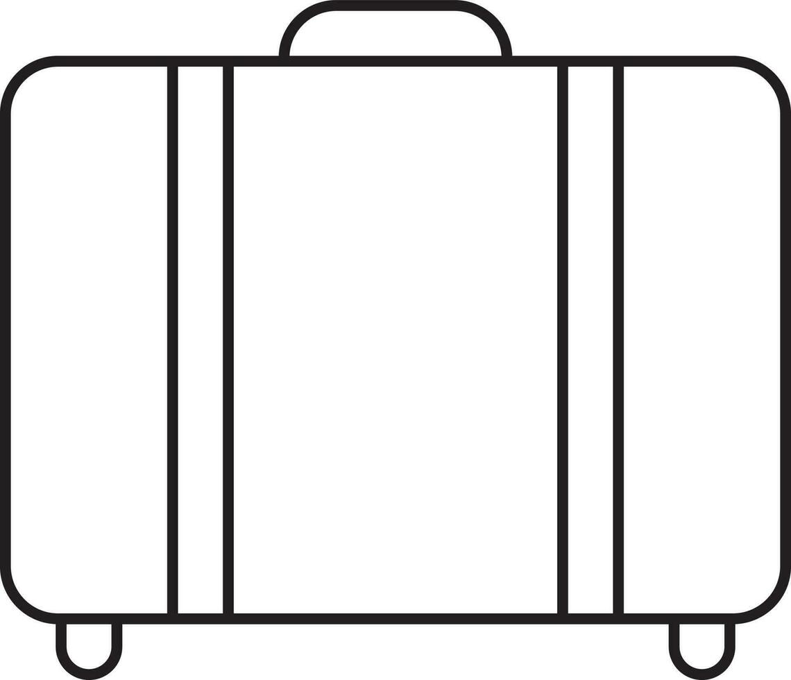 Suitcase Icon In Black Line Art. vector