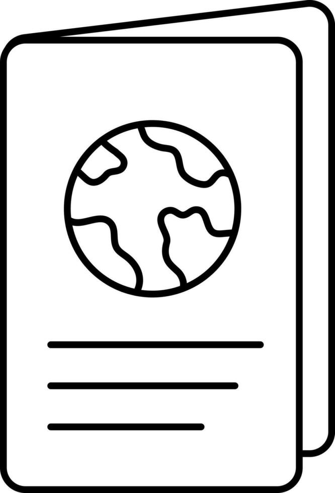Passport Icon In Black Outline. vector