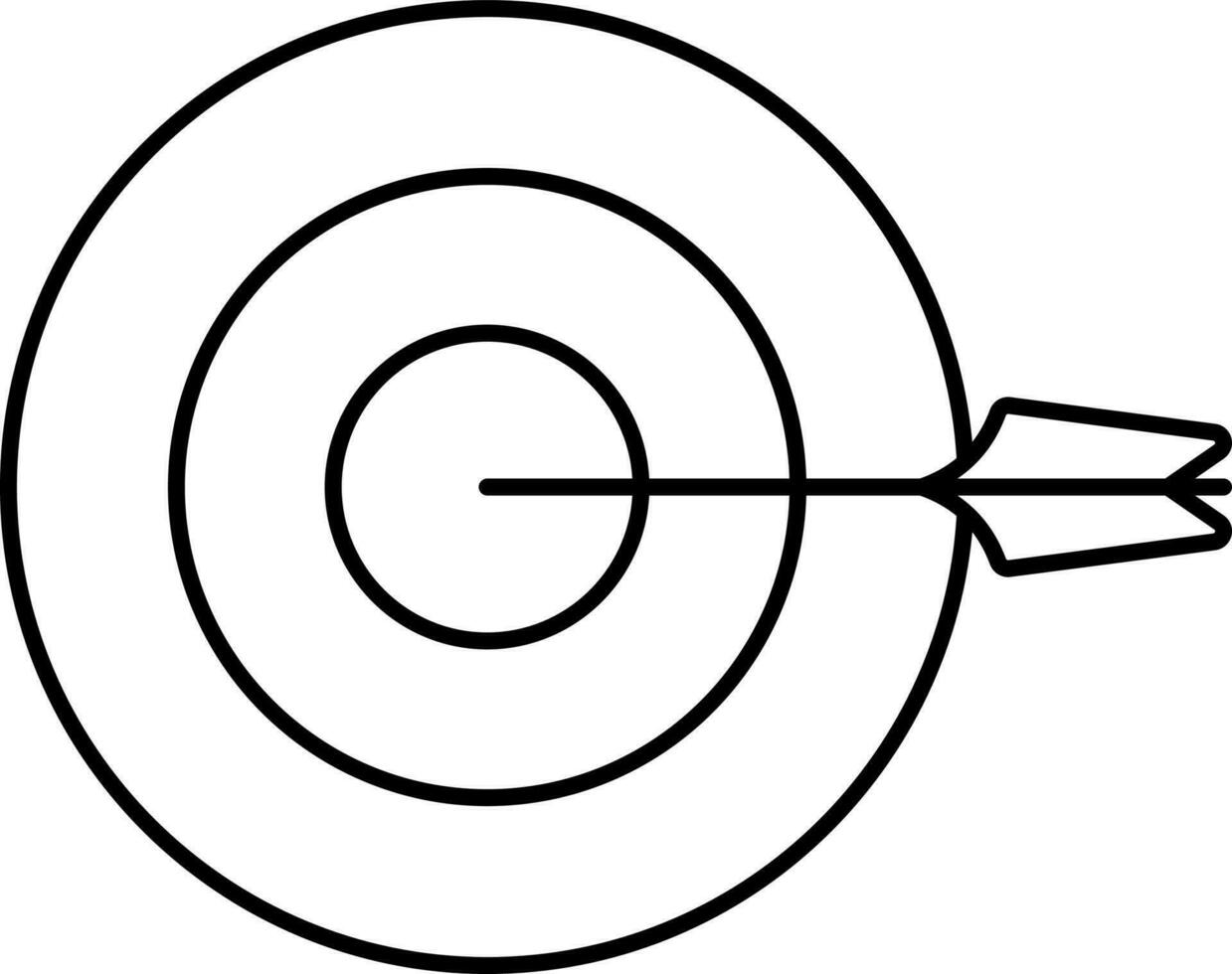 Arrow In Target Board Icon In Line Art. vector