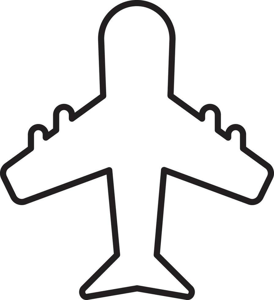 Airplane Icon In Black Line Art. vector