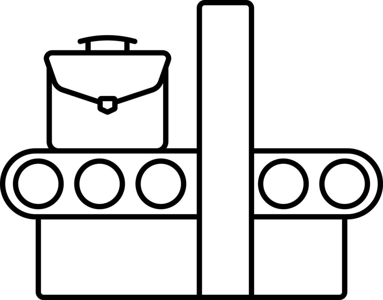 Airport Conveyor Belt With Briefcase Icon In Line Art. vector