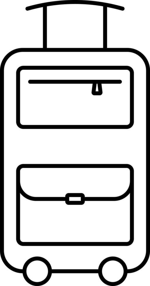 Trolley Bag Icon In Black Line Art. vector