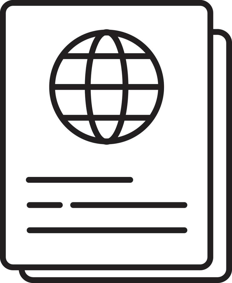 Passport Icon In Black Outline. vector