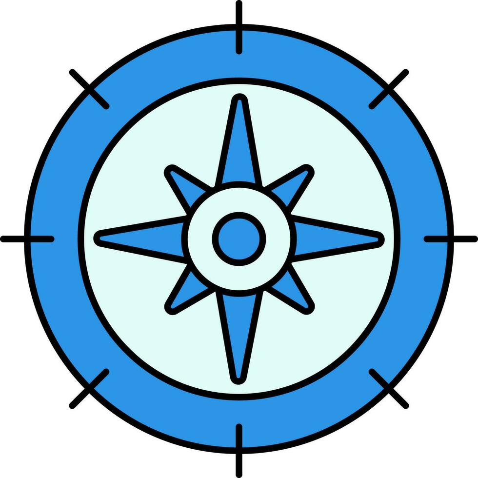 Compass Icon In Blue Color. vector